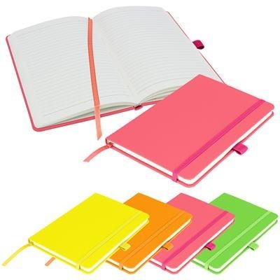 FULL COLOUR PRINTED NOTES LONDON - NEON FLUORESCENT A5 PREMIUM NOTE BOOK in Neon Fluorescent Pink