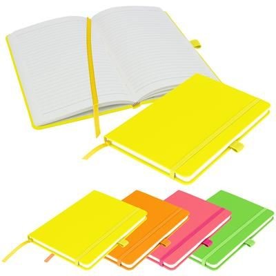FULL COLOUR PRINTED NOTES LONDON - NEON FLUORESCENT A5 PREMIUM NOTE BOOK in Neon Fluorescent Yellow
