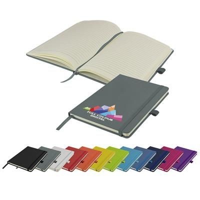 FULL COLOUR PRINTED WATSON A5 BUDGET LINED SOFT TOUCH PU NOTE BOOK 160 PAGES in Grey