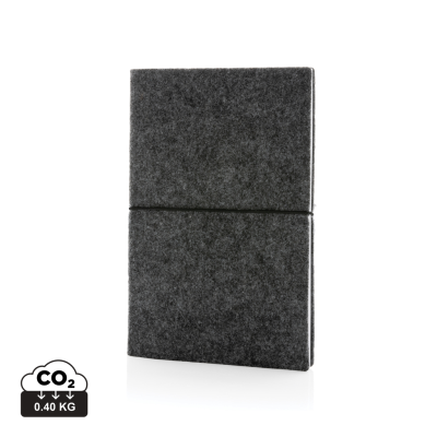 GRS CERTIFIED RECYCLED FELT A5 SOFTCOVER NOTE BOOK in Black