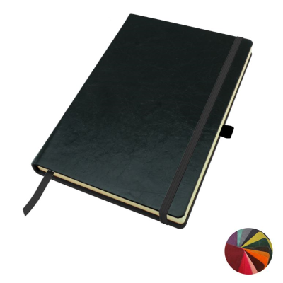 KENSINGTON DISTRESSED LEATHER A5 CASEBOUND NOTE BOOK with Elastic Strap & Pen-Loop