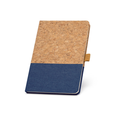 KLEE A5 NOTE BOOK in Cork & Linen with Lined x Sheet in Blue