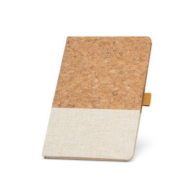 KLEE A5 NOTE BOOK in Cork & Linen with Lined x Sheet in Light Natural