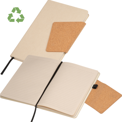 NOTE BOOK with a Cover Made From Recycled Milk Carton & Magnetic Closure in Beige 