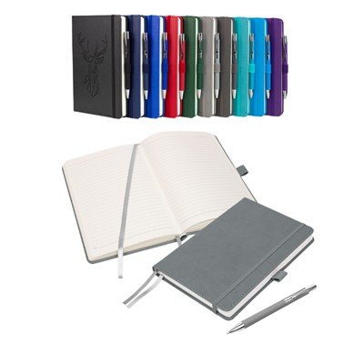 NOTES LONDON MORETTI A5 NOTEBOOK & PEN in Light Grey