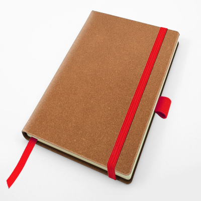 PALMA NATURAL BONDED LEATHER POCKET CASEBOUND NOTE BOOK with Elastic Strap & Pen-Loop