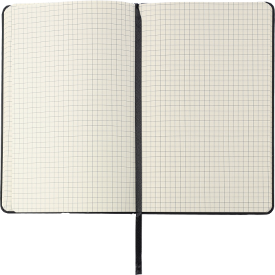 PU NOTE BOOK (A5) with Grid Square Pages in Black