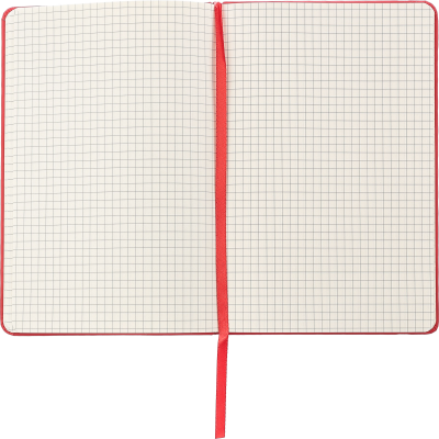 PU NOTE BOOK (A5) with Grid Square Pages in Red
