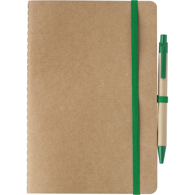 RECYCLED CARTON NOTE BOOK with Blank Pages (Approx A5) in Green - PROMOTIONAL CORPORATE GIFT