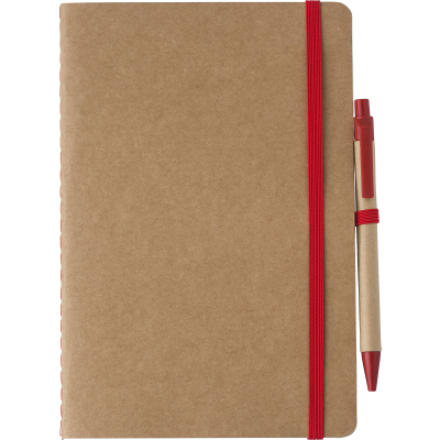 RECYCLED CARTON NOTE BOOK with Blank Pages (Approx A5) in Red