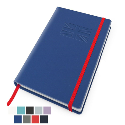 RECYCOPLUS RECYCLED A5 CASEBOUND NOTE BOOK with Elastic Strap in 5 Colours