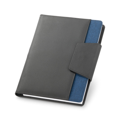 RUSSEL PU AND POLYESTER FABRIC COVER with A5 Note Book with Plain Pages in Blue
