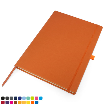 TORINO VEGAN SOFT TOUCH A4 CASEBOUND NOTE BOOK with Elastic Strap & Pen-Loop