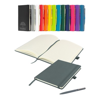 WATSON A5 BUDGET LINED SOFT TOUCH PU NOTEBOOK in Grey