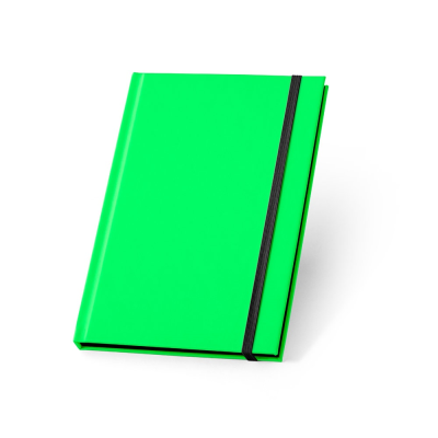 WATTERS A5 NOTE BOOK in Neon Fluorescent Fluorescent PU with Lined Pages in Pale Green