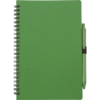 WHEAT STRAW NOTE BOOK with Pen (Approx A5) in Green