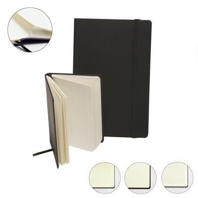 ECO FRIENDLY BONDED LEATHER A5 CASEBOUND NOTE BOOK with Elastic Strap & Envelope Pocket