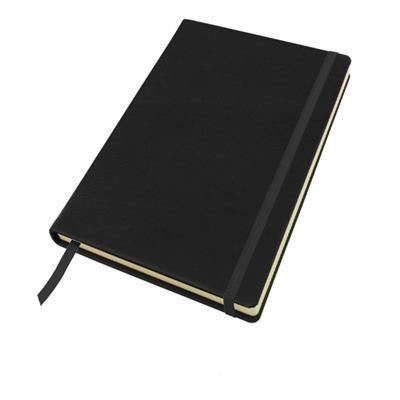 SANDRINGHAM NAPPA LEATHER A5 CASEBOUND NOTE BOOK with Elastic Strap & Envelope Pocket