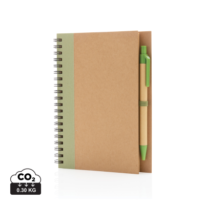 KRAFT SPIRAL NOTE BOOK with Pen in Green