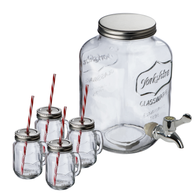GLASS DISPENSER with 4 Jugs Braga in Clear Transparent 