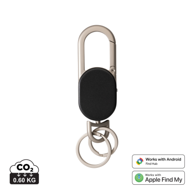 KEYFINDER DUAL KEYRING CHAIN with Worldwide Locating in Black, Grey