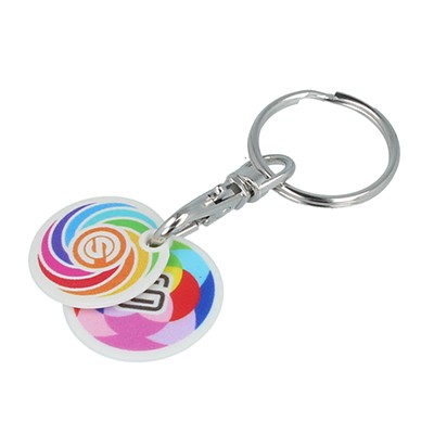 €1 AND €2 EURO TROLLEY COIN KEYRING
