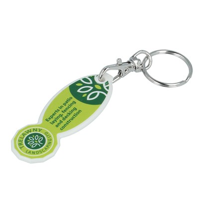 £1 OVAL TROLLEY STICK KEYRING