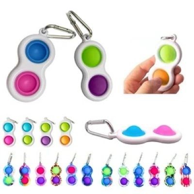 2PCS BUBBLES SIMPLE DIMPLE KEYRING CHAIN SENSORY FIDGET TOYS