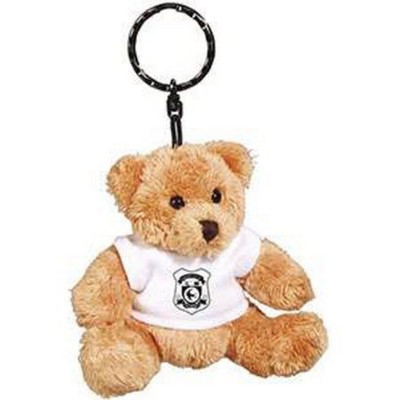 4 INCH TALL ROBBIE BEAR KEYRING with White Tee Shirt