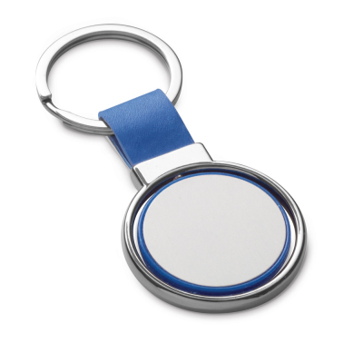 ALBRIGHT METAL AND PU KEYRING SUITABLE FOR CUSTOMISATION BY DOMING in Blue