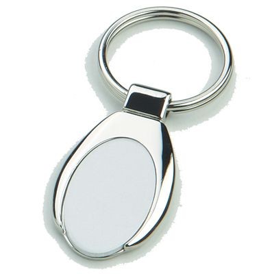 ANDREW SHINY SILVER METAL KEYRING with Matt Metal Inlay