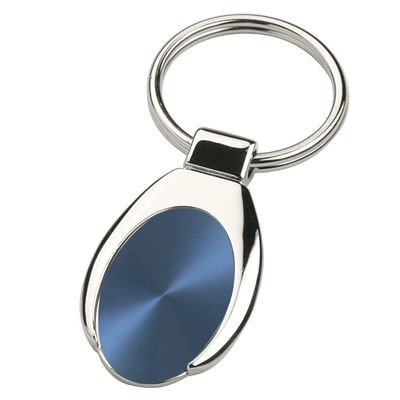 ANDREW SILVER METAL KEYRING with Blue Inset Plate