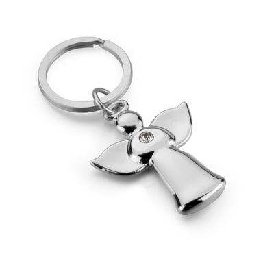 ANGEL with CRYSTAL METAL KEYRING in Silver