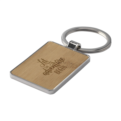 BAMBOO KEY RECTANGULAR KEYRING in Bamboo
