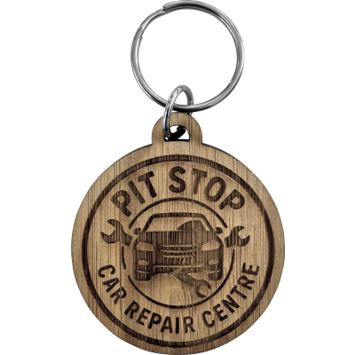 BAMBOO KEYRING (ROUND) in Brown