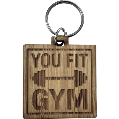 BAMBOO KEYRING (SQUARE) in Brown