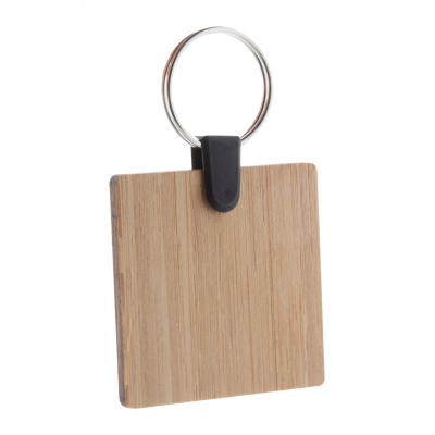 BAMBOO KEYRING, SQUARE in Natural