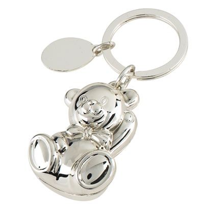BEAR LUCKY CHARM METAL KEYRING in Silver