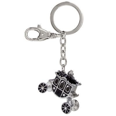 BLACK CARRIAGE METAL KEYRING with Crystals