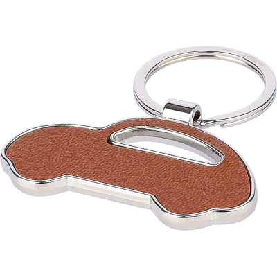 BONDED LEATHER CAR KEYRING in Brown