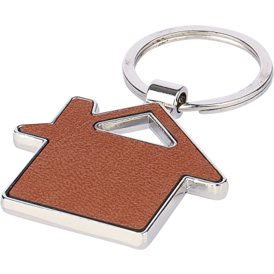 BONDED LEATHER HOUSE KEYRING in Brown
