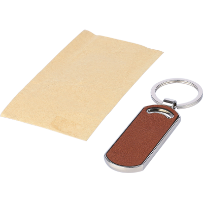 BONDED LEATHER KEYRING in Brown