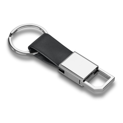 BOURCHIER METAL AND PU KEYRING with Hook in Black