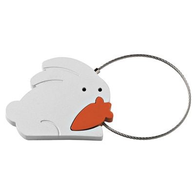 BUNNY RABBIT SILVER METAL KEYRING