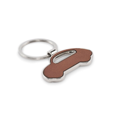 CAR SHAPE KEYRING in Brown