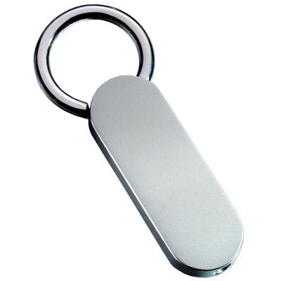 CLASSIC RECTANGULAR MATT SILVER METAL KEYRING with Round Ring