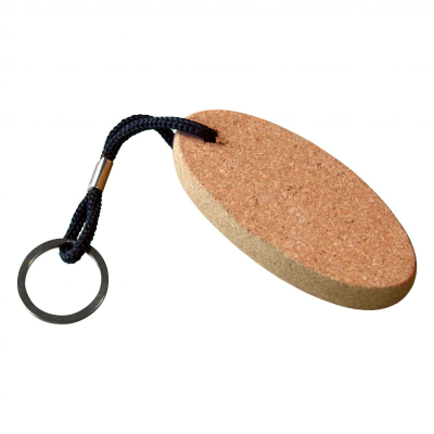 CORK KEYRING OVAL ROUND DISC