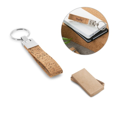 CORKS CORK AND METAL KEYRING