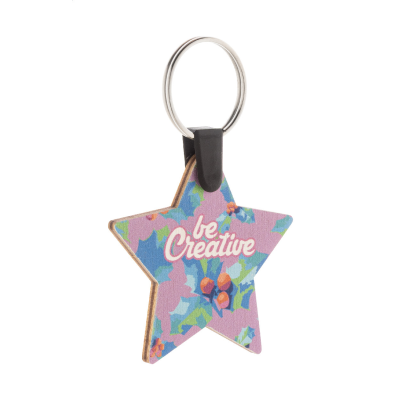 CUSTOM CHRISTMAS KEYRING, STAR in Natural