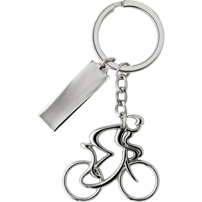 CYCLIST NICKEL PLATED KEYRING in Silver